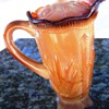 Greentown Cactus Red Agate Tanker Creamer with Dewey Lid