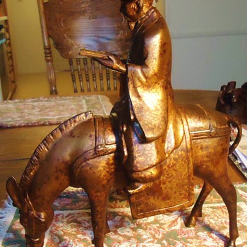 Chinese bronze, Holy Man on Burro, 7.6 lbs.
