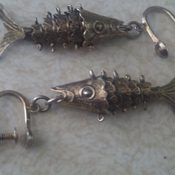 Vintage Japanese sterling fish earrings - Fine Jewelry