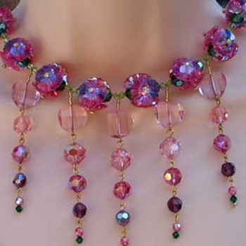 Strawberry Fields Forever - Bib necklace with the most beautiful Swarovski Crystals