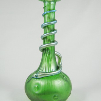 Fabulous Loetz Crete Rusticana Vase with applied Silberiris Serpent ca. 1900 - Art Glass