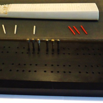 India Old Ebony Cribbage Board  Old, and what is signature? Urdu writing? - Games