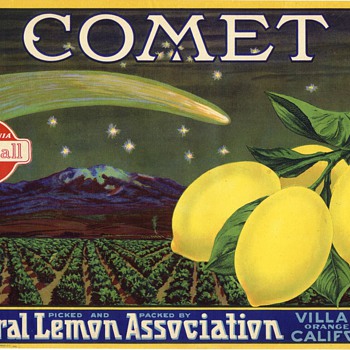 Comet crate label Villa Park Orange County California 1930s