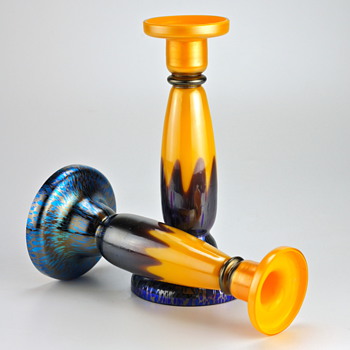 Loetz Ausführung 226 Candlesticks, 1918/later signature - Art Glass
