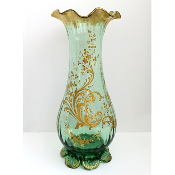 Legras et Cie Gilt Rococo Footed vase - Art Glass
