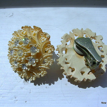 1934 Celluloid & Rhinestone Earrings