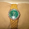 Vintage Ladies 18k Gold Rolex Malachite Face Diamond bezel