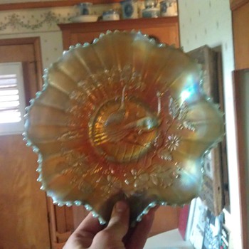 Aqua Opal Peacocks Bowl