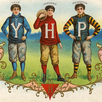 Cigar box label depicting college football's "Big Three" during the 1890's - Football