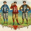 Cigar box label depicting college football's "Big Three" during the 1890's