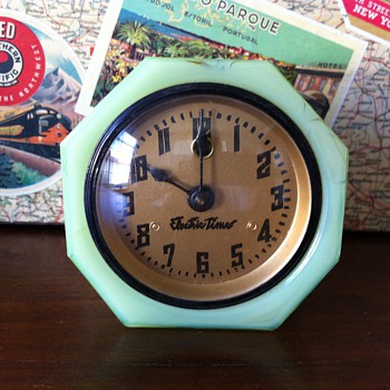 1030's Jadeite Slag Glass Cadillac Clock - Clocks