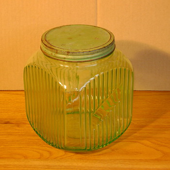 Vaseline Glass Hoosier Jar - Kitchen