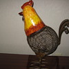 Folk Art Metal Rooster Tea Light