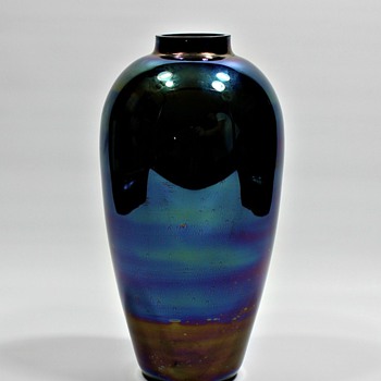 Mystery Opaque Dark Blue Glass Vase - Art Glass