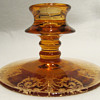 Candlestick - Amber Glass with Etching PATTERN UNKNOWN