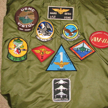 USMC HARRIER JET PILOT JACKET & HELMET BAG/BOOKS