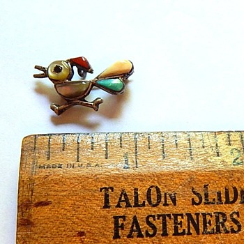 Vintage Roadrunner Pin Enamel Mother of Pearl - Fine Jewelry