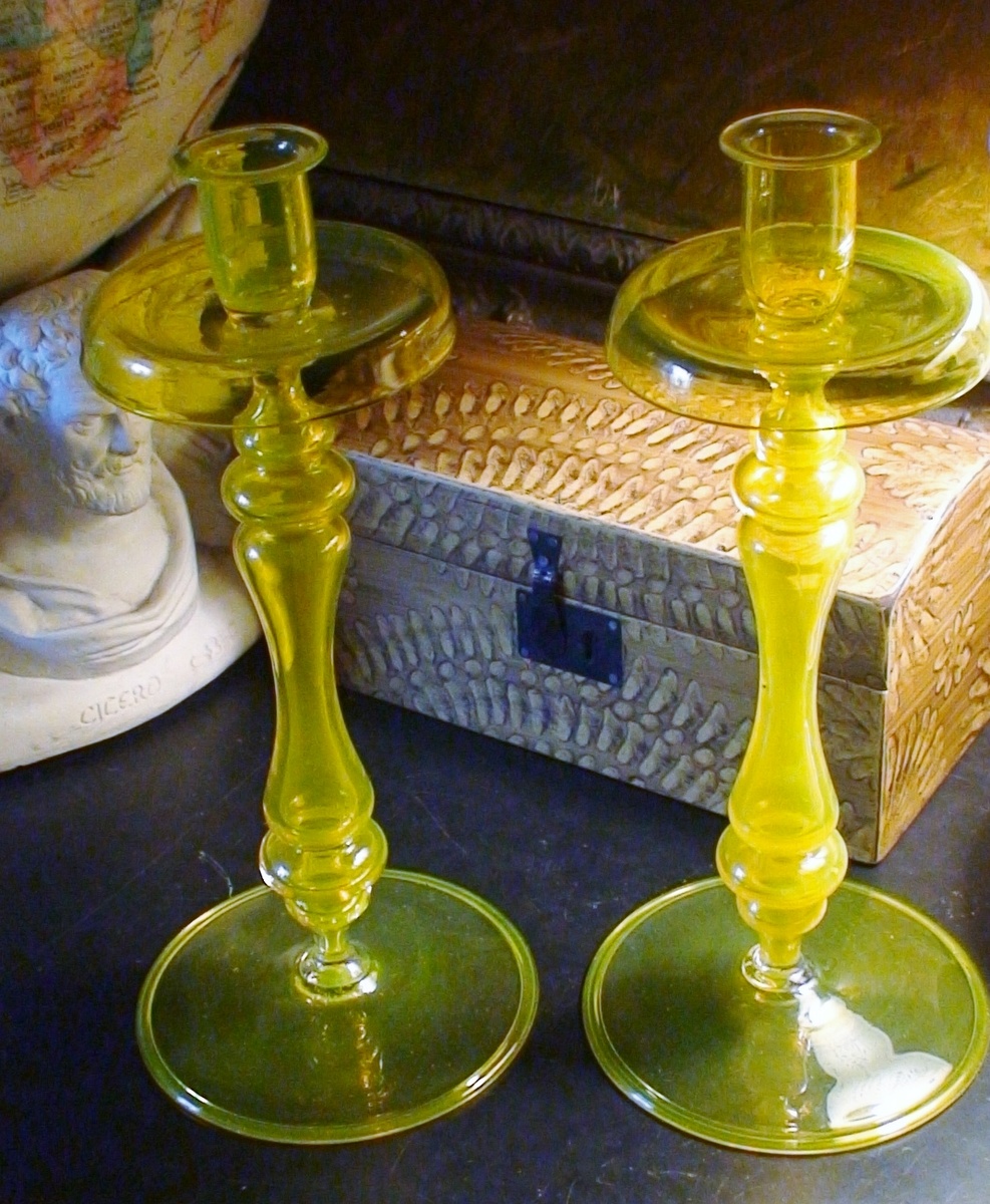 Yellow Glass Hollow Candlestick Holders Collectors Weekly