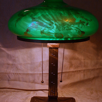 Bradley and Hubbard Lamp with Griffin shade - Lamps