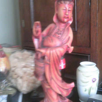 Tall wood Chinese  statue - Asian