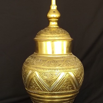 Brass Etched Vase - Asian