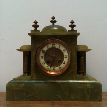 Antique French green marble clock ca. 1870's