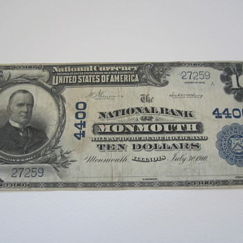 Ten Dollar National Bank Monmouth IL - US Paper Money