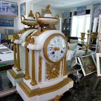 French 18th Century Marble & Bronze Clock - Clocks