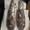 Silver filigrain earrings in silver with gold accents 
