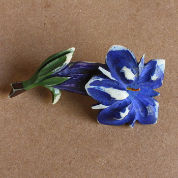 Gentian flower celluloid brooch