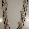 Signed Schiaparelli Flapper Length Tripple Stranded Glass Bead Necklace:)