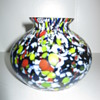 Czechoslovakia Kralik Cobalt glass vase with red, white, green and blue mottling