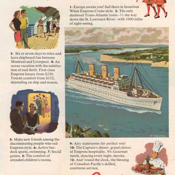 1952 - Canadian Pacific Cruise Line Advertisement