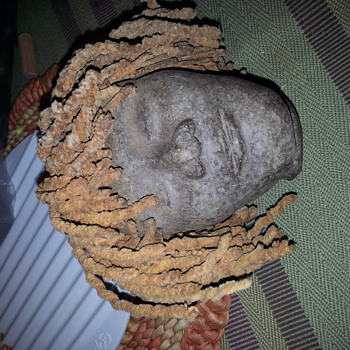 antique hand molded stone or pottery head ¿ - Art Pottery