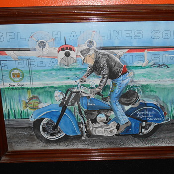 vintage indian motocycle water color - Motorcycles