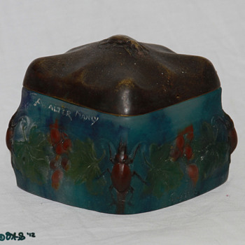 A. Walter Pate de Verre Cvd Box Bronze Lid - Art Glass