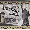 WWII Postcard with Dachau and Statue of Liberty 1945