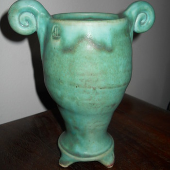 Unusual Matte Green Pottery Unknown Mark - Art Pottery