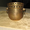 SMALL BRASS POT WITH HEARTS AROUND IT... MADE IN INDIA