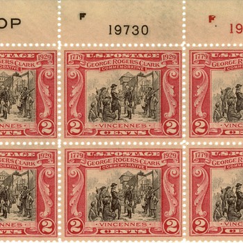 George Rogers Clark commemorative plate block - Surrender at Sackville