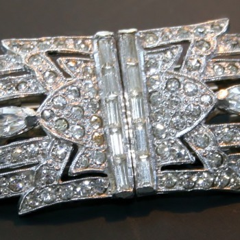 Art Deco Dress Clip Duette Rhinestone Costume Jewelry - Costume Jewelry