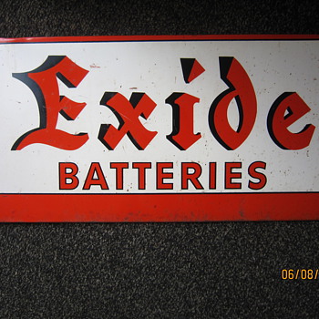 1930's - 1940's Exide Batteries Steel Display Rack Advertisement Sign