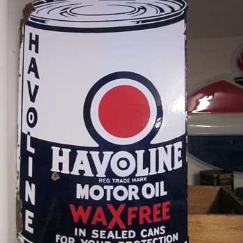 1935 Havoline Die Cut Double Sided Porcelain Flange Sign
