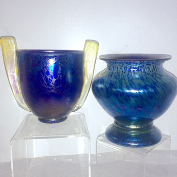 Loetz in Cobalts Paddle Handle & Footed Vases - Art Nouveau