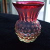  Small RUBINA OPALESCENT VASELINE Hobnail VASE- Whodunnit?