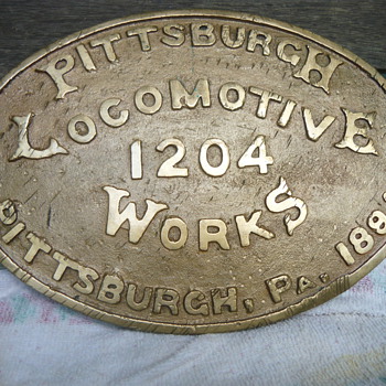 1891 Pittsburgh builders plate from the Iowa Central railroad engine #52