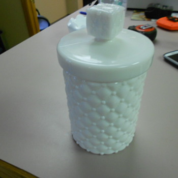 Diamond Quilted Milk Glass Jar with Lid - Glassware