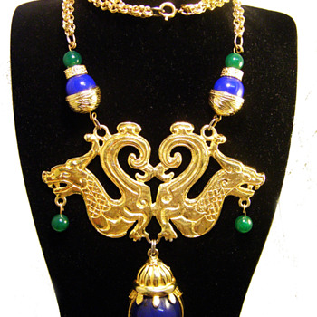 Vintage Donald Stannard Double Dragon Necklace