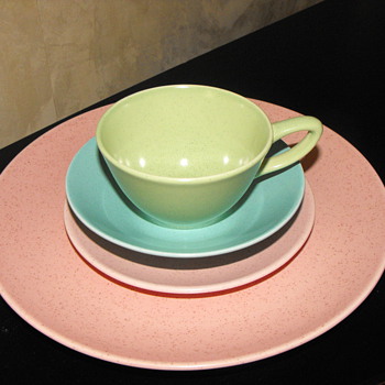 Vintage speckled dinnerware