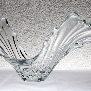 #23 Small Mid Century Twisted "V" French Crystal Bowl - Art Glass